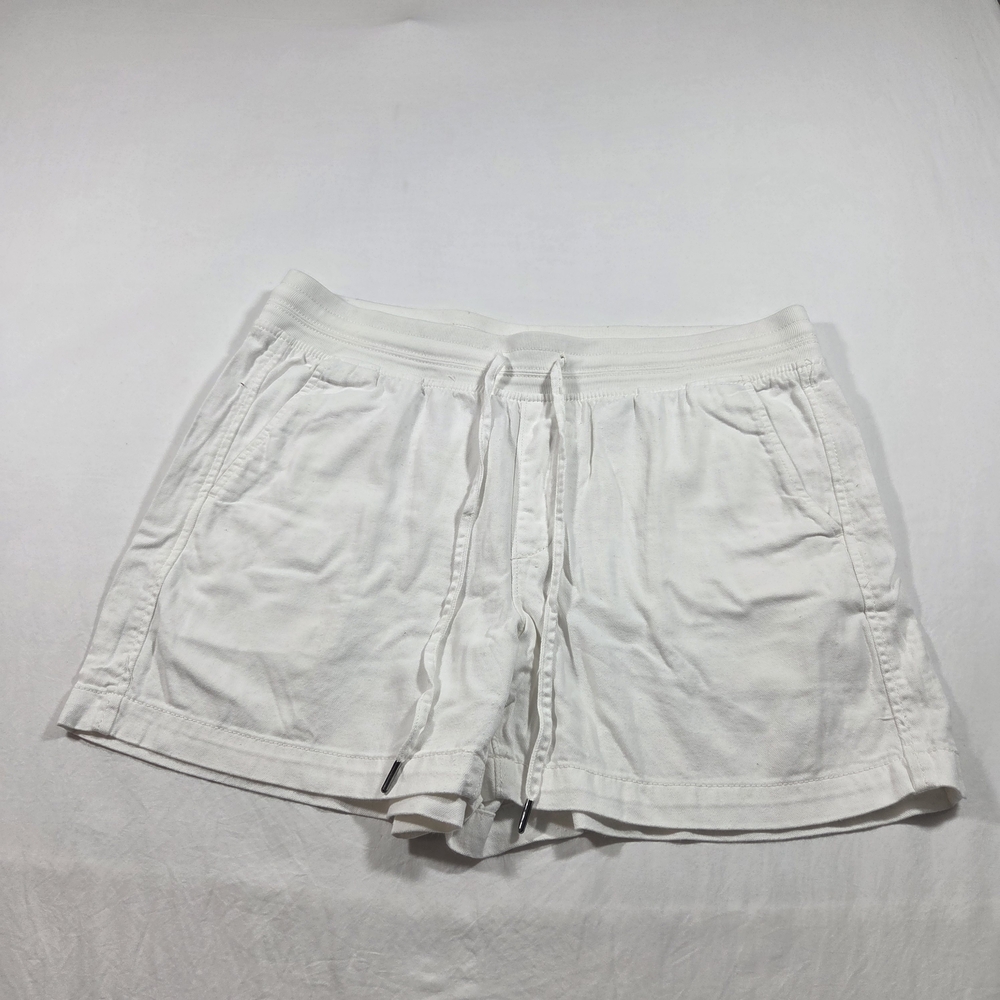 Orvis Women's White Athletic Drawstring Shorts Cozy Pockets Summer Relaxed Fit